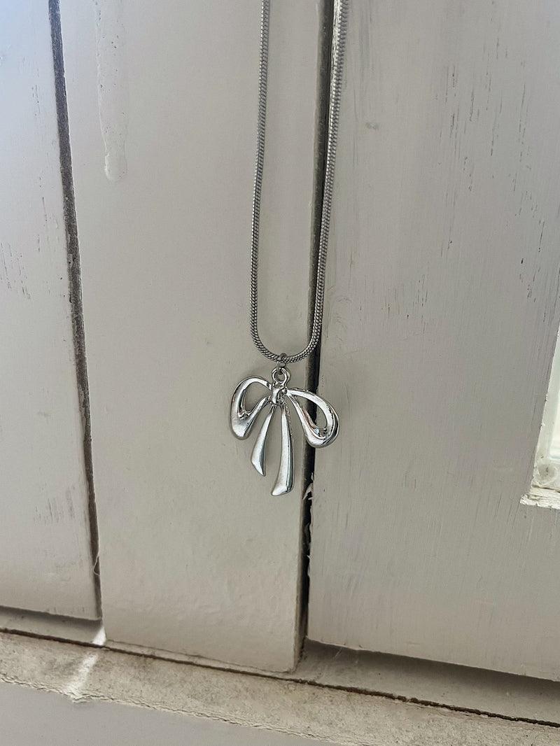 Silver Bow Necklace